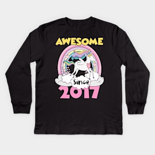 Cute Awesome Unicorn 2017 Funny Gift Pink Kids Long Sleeve T-Shirt